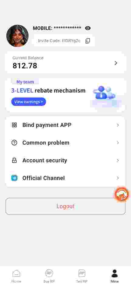 Coinus account dashboard screenshot