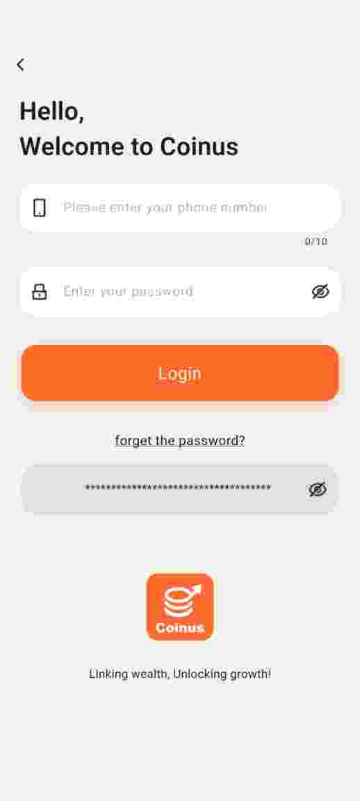 Coinus account settings screenshot